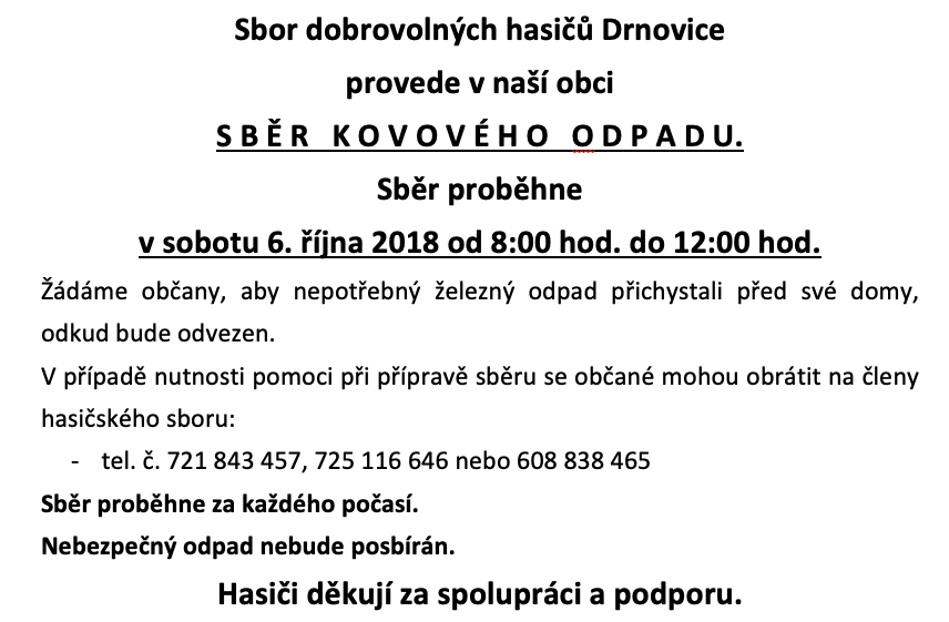 Sběr železa podzim 2018